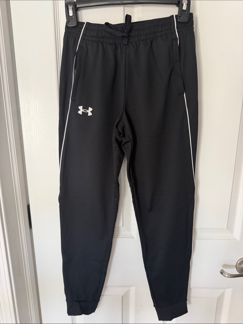 Under Armour Black Jogger Sweatpants with White Piping